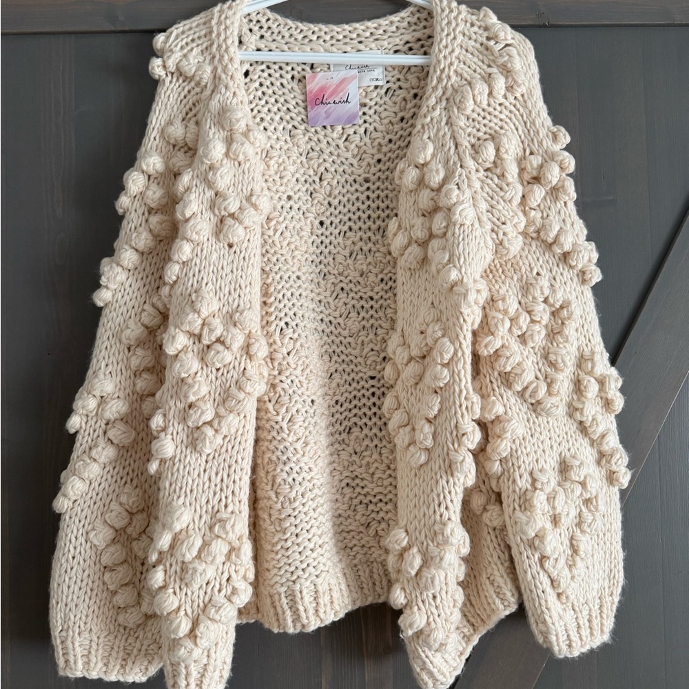 Chicwish Cream Textured Knit Cardigan